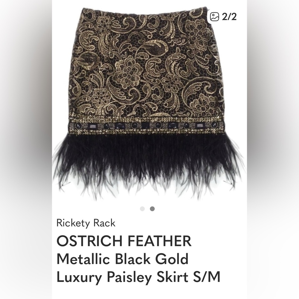Ostrich Metallic Black Gold Paisley Skirt